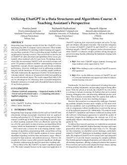 Utilizing ChatGPT in a Data Structures and Algorithms Course: A Teaching Assistant's Perspective