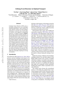 Lifelong Event Detection via Optimal Transport