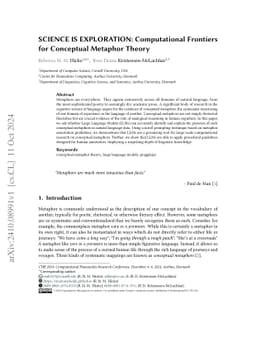 Science is Exploration: Computational Frontiers for Conceptual Metaphor
  Theory