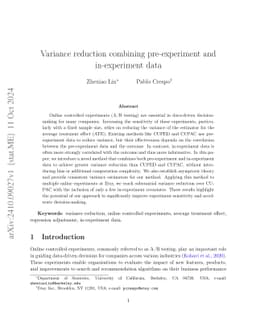 Variance reduction combining pre-experiment and in-experiment data