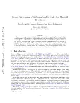 Linear Convergence of Diffusion Models Under the Manifold Hypothesis
