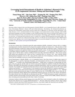Leveraging Social Determinants of Health in Alzheimer's Research Using LLM-Augmented Literature Mining and Knowledge Graphs