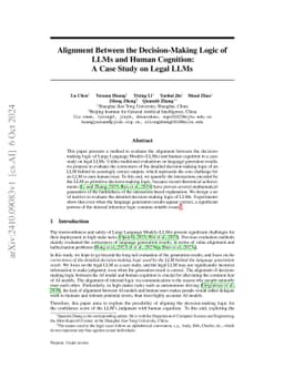 Alignment Between the Decision-Making Logic of LLMs and Human Cognition:
  A Case Study on Legal LLMs