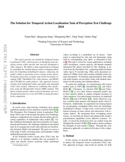 The Solution for Temporal Action Localisation Task of Perception Test
  Challenge 2024