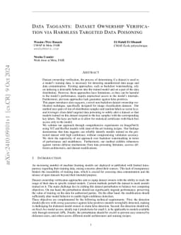 Data Taggants: Dataset Ownership Verification via Harmless Targeted Data
  Poisoning