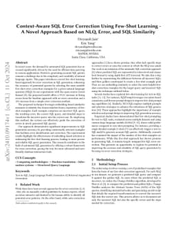 Context-Aware SQL Error Correction Using Few-Shot Learning -- A Novel
  Approach Based on NLQ, Error, and SQL Similarity