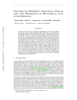 The Same But Different: Structural Similarities and Differences in
  Multilingual Language Modeling