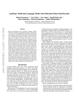nach0-pc: Multi-task Language Model with Molecular Point Cloud Encoder