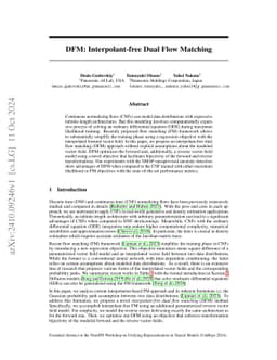DFM: Interpolant-free Dual Flow Matching