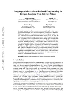 Language-Model-Assisted Bi-Level Programming for Reward Learning from
  Internet Videos