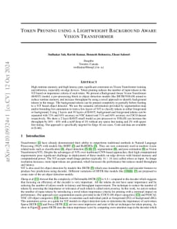 Token Pruning using a Lightweight Background Aware Vision Transformer