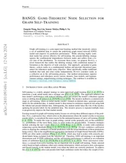 BANGS: Game-Theoretic Node Selection for Graph Self-Training