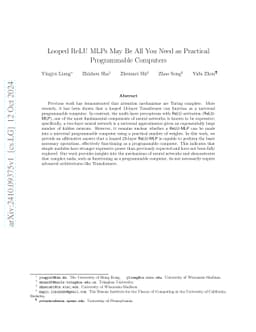 Looped ReLU MLPs May Be All You Need as Practical Programmable Computers