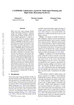 CAMPHOR: Collaborative Agents for Multi-input Planning and High-Order
  Reasoning On Device
