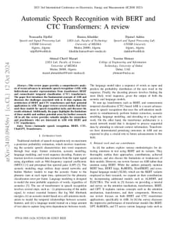 Automatic Speech Recognition with BERT and CTC Transformers: A Review