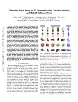 Enhancing Single Image to 3D Generation using Gaussian Splatting and
  Hybrid Diffusion Priors