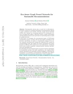 Eco-Aware Graph Neural Networks for Sustainable Recommendations