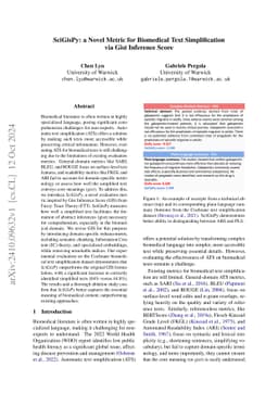 SciGisPy: a Novel Metric for Biomedical Text Simplification via Gist
  Inference Score
