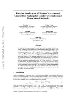 Provable Acceleration of Nesterov's Accelerated Gradient for Rectangular
  Matrix Factorization and Linear Neural Networks