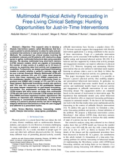 Multimodal Physical Activity Forecasting in Free-Living Clinical
  Settings: Hunting Opportunities for Just-in-Time Interventions