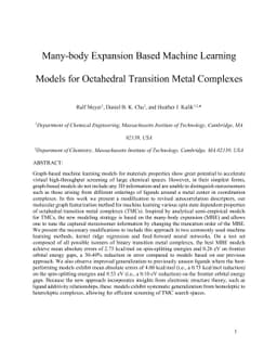 Many-body Expansion Based Machine Learning Models for Octahedral
  Transition Metal Complexes