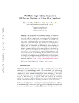 FAMOUS: High-Fidelity Monocular 3D Human Digitization Using View
  Synthesis