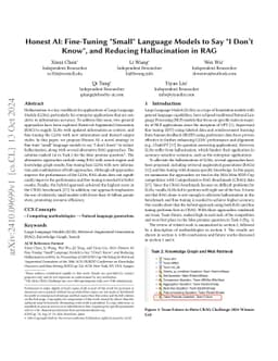 Honest AI: Fine-Tuning "Small" Language Models to Say "I Don't Know",
  and Reducing Hallucination in RAG