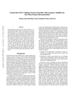 Control the GNN: Utilizing Neural Controller with Lyapunov Stability for Test-Time Feature Reconstruction