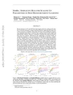 SimBa: Simplicity Bias for Scaling Up Parameters in Deep Reinforcement
  Learning