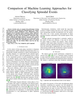 Comparison of Machine Learning Approaches for Classifying Spinodal
  Events