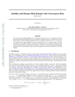 Stability and Sharper Risk Bounds with Convergence Rate $O(1/n^2)$