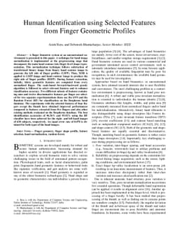 Human Identification using Selected Features from Finger Geometric
  Profiles