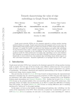 Towards characterizing the value of edge embeddings in Graph Neural
  Networks
