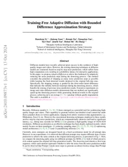 Training-Free Adaptive Diffusion with Bounded Difference Approximation
  Strategy