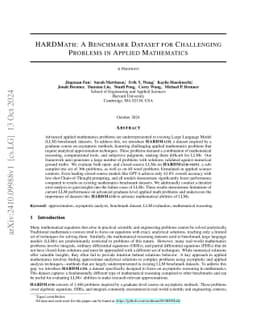 HARDMath: A Benchmark Dataset for Challenging Problems in Applied
  Mathematics