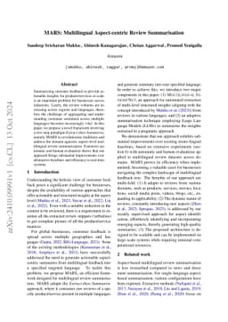 MARS: Multilingual Aspect-centric Review Summarisation