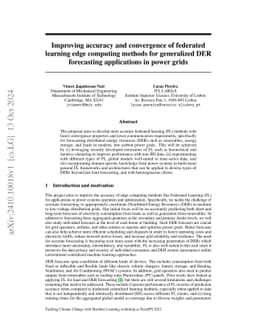 Improving accuracy and convergence of federated learning edge computing
  methods for generalized DER forecasting applications in power grid