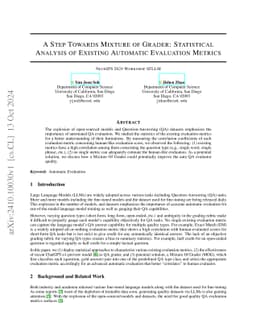 A Step Towards Mixture of Grader: Statistical Analysis of Existing
  Automatic Evaluation Metrics