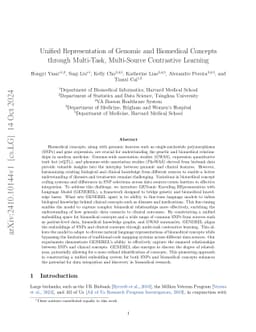 Unified Representation of Genomic and Biomedical Concepts through
  Multi-Task, Multi-Source Contrastive Learning
