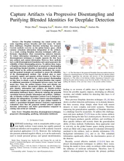 Capture Artifacts via Progressive Disentangling and Purifying Blended
  Identities for Deepfake Detection