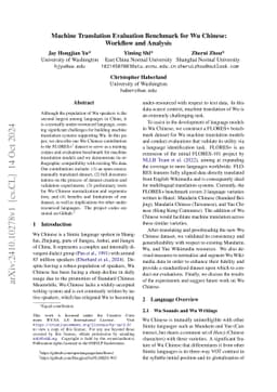Machine Translation Evaluation Benchmark for Wu Chinese: Workflow and
  Analysis