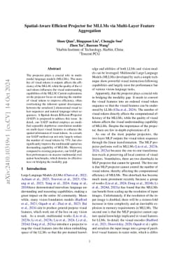 Spatial-Aware Efficient Projector for MLLMs via Multi-Layer Feature
  Aggregation