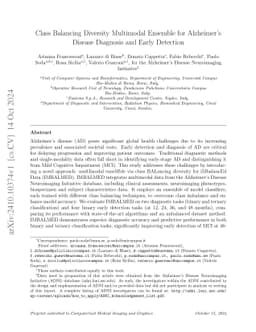 Class Balancing Diversity Multimodal Ensemble for Alzheimer's Disease
  Diagnosis and Early Detection