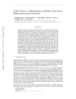 V2M: Visual 2-Dimensional Mamba for Image Representation Learning