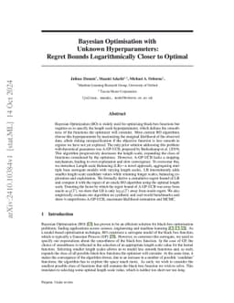 Bayesian Optimisation with Unknown Hyperparameters: Regret Bounds
  Logarithmically Closer to Optimal