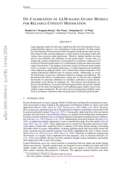 On Calibration of LLM-based Guard Models for Reliable Content Moderation