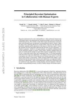 Principled Bayesian Optimisation in Collaboration with Human Experts