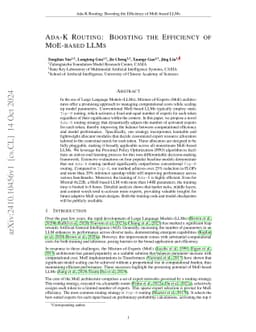 Ada-K Routing: Boosting the Efficiency of MoE-based LLMs