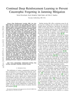 Continual Deep Reinforcement Learning to Prevent Catastrophic Forgetting
  in Jamming Mitigation
