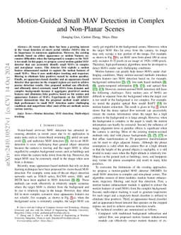 Motion-guided small MAV detection in complex and non-planar scenes
